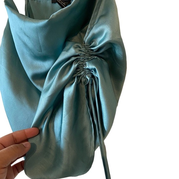 Forever 21 Satin Top Cowl neck line Adjustable straps Green‎ Size Small Festival - Picture 7 of 12